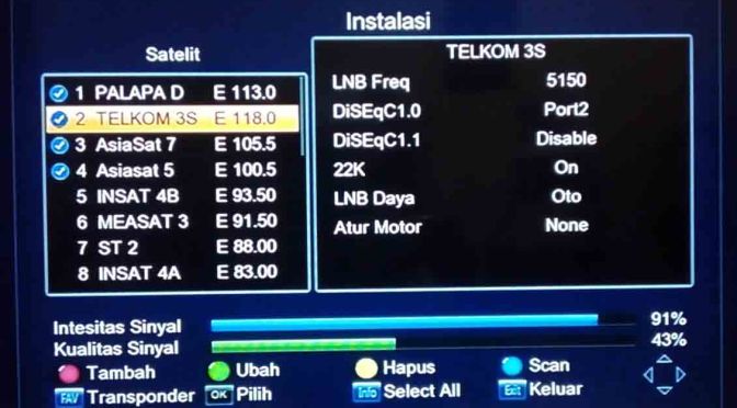 Cara Mencari Siaran TV Parabola Reseiver Venus HD Meteor (Update), Setelah Hilang Lagi