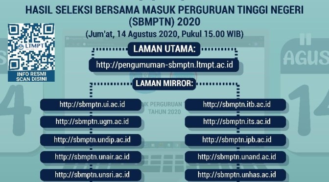Hari Ini Pengumuman SBMPTN 2020, Inilah LINK-nya