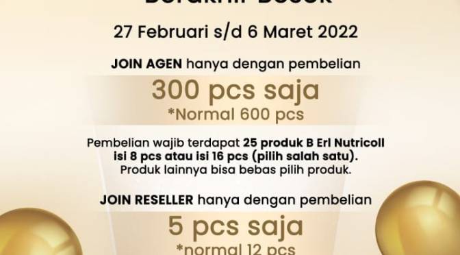 Promo Join Reseller B Erl Cosmetics dengan 5 pcs, Berakhir Besok